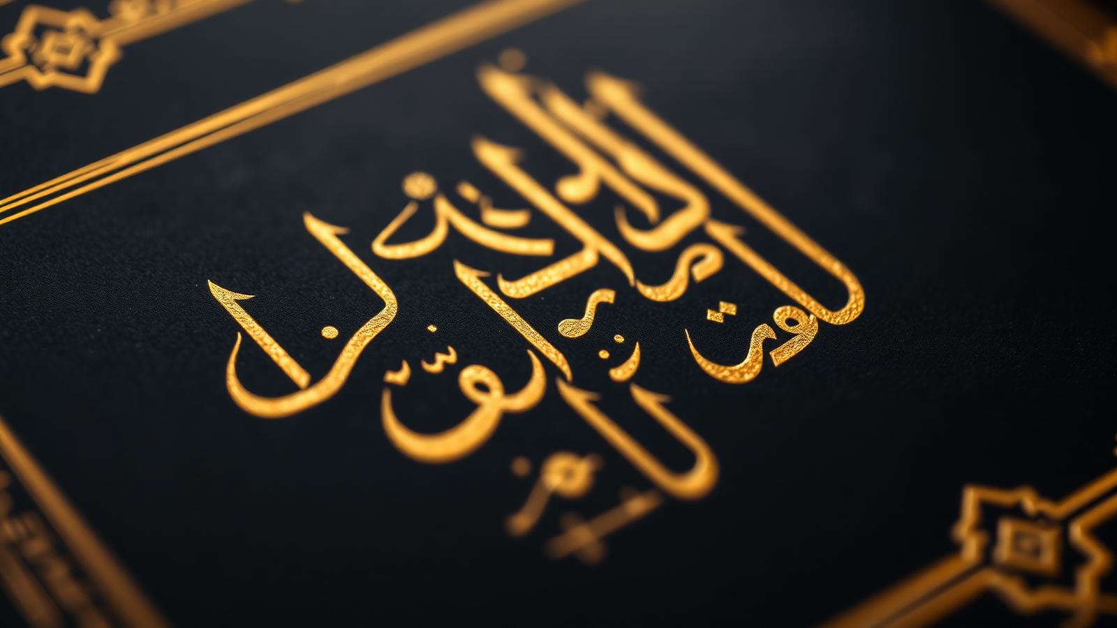 Gold Qur'anic calligraphy on midnight paper
